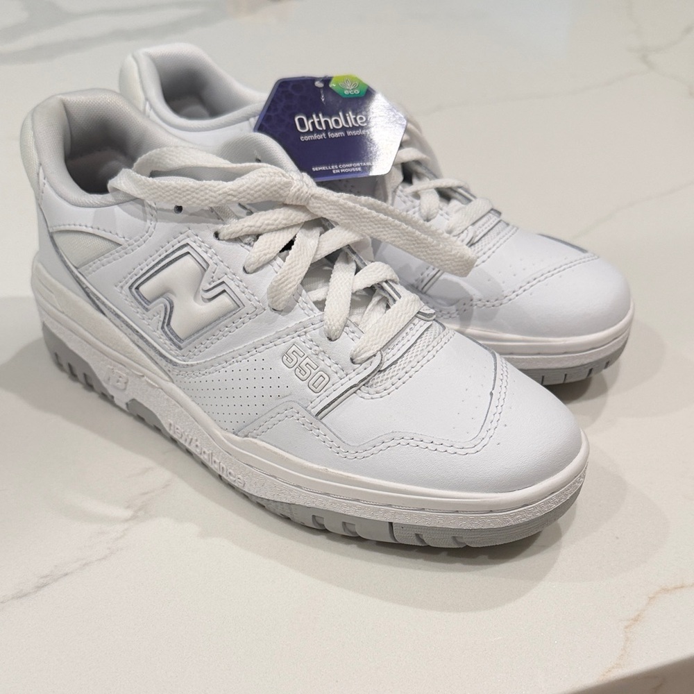 New Balance White Leather 550 Low-Top Sneakers